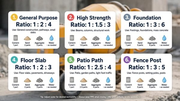Compact Cement Mixer Mixing Ratios Guide: 6 Perfect Concrete Recipes